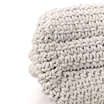 Bottega Veneta Calfskin Crochet Medium The Pouch Clutch Bianco 7 of 9