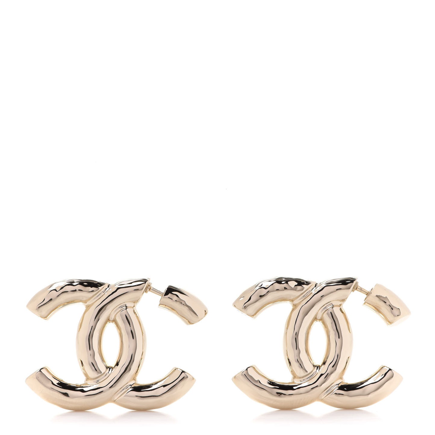 Metal Large CC Earrings Light Gold