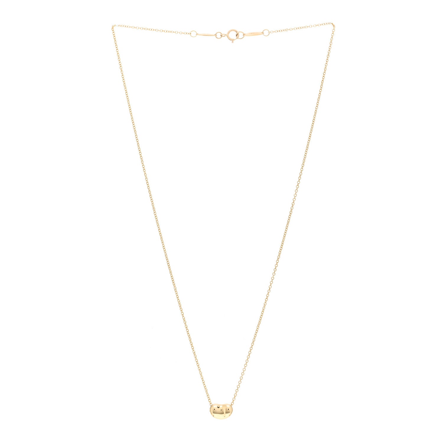 Tiffany 18K Yellow Gold 9mm Elsa Peretti Bean Pendant Necklace 3 of 4