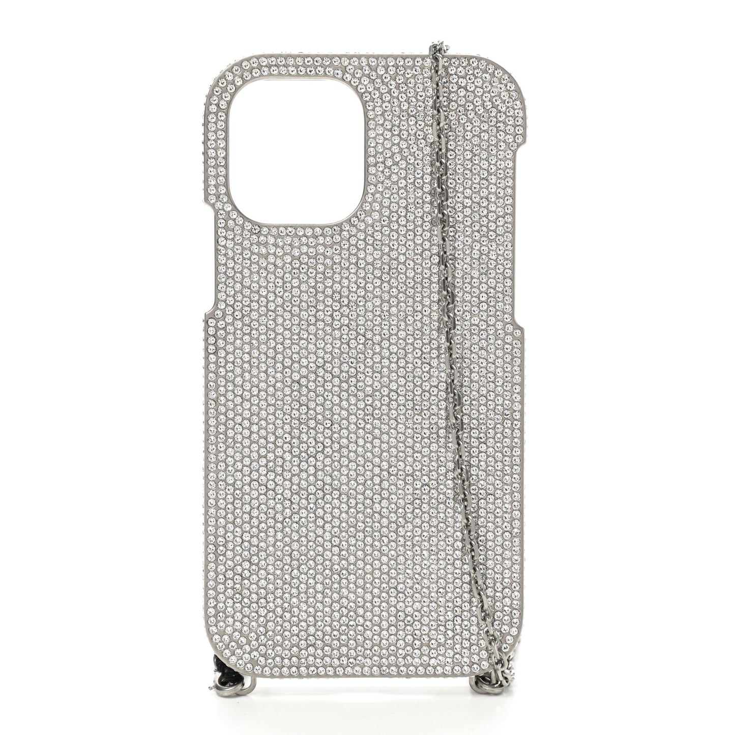 Brass Rhinestone Encrusted Glam Phone Case Silver