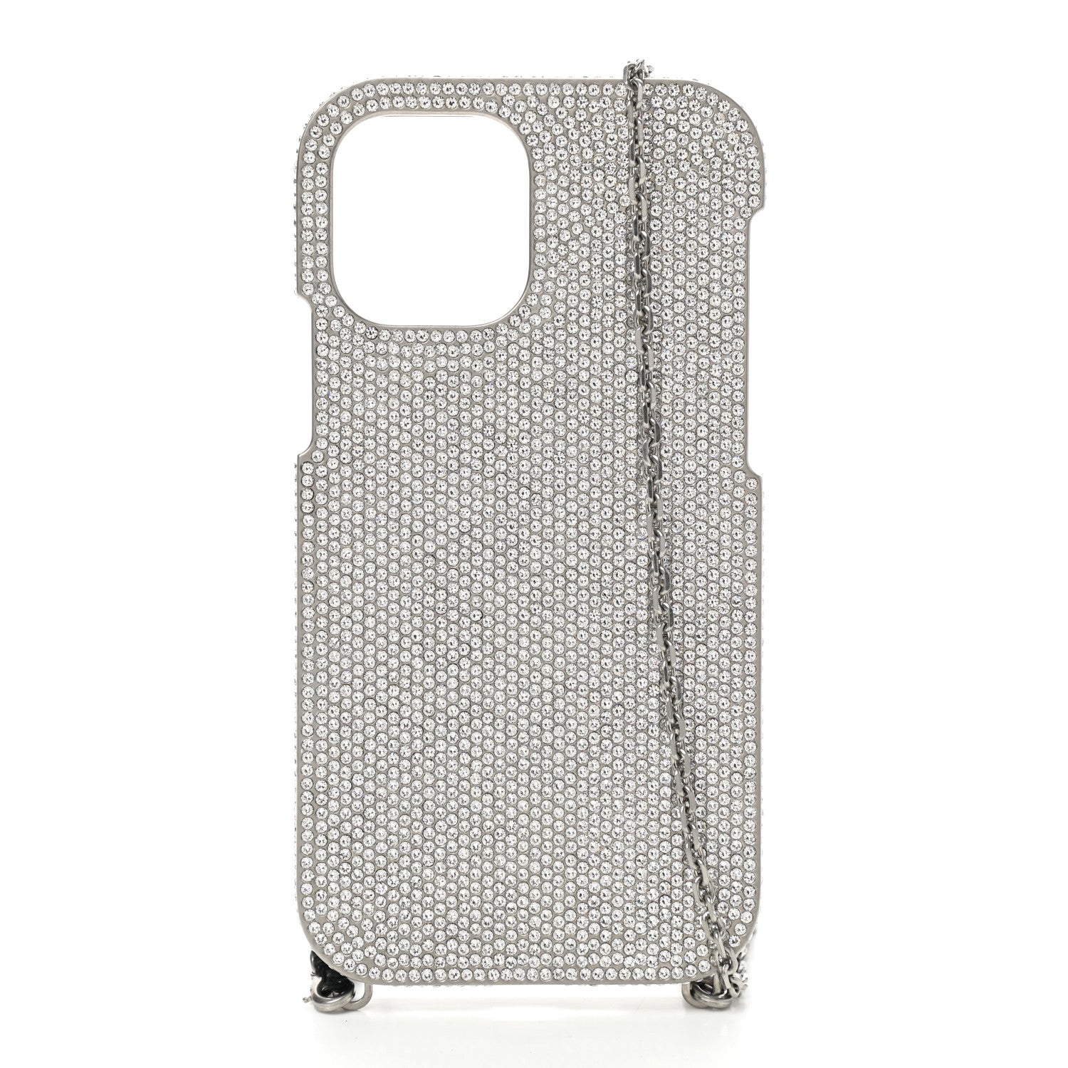 Balenciaga Brass Rhinestone Encrusted Glam Phone Case Silver 2 of 6