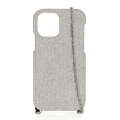 Balenciaga Brass Rhinestone Encrusted Glam Phone Case Silver 2 of 6