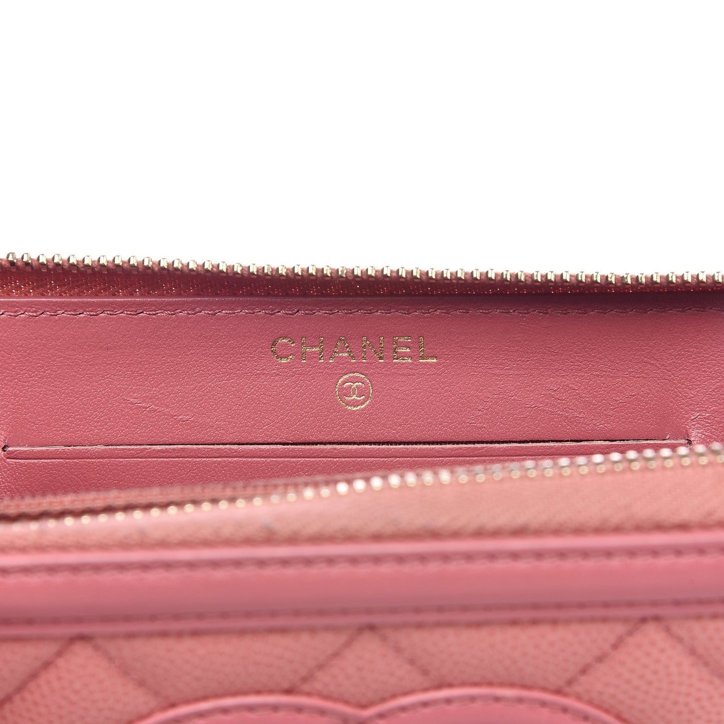 Caviar Quilted Medium Filigree Zip Around Wallet Pink