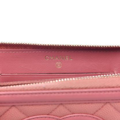 Chanel Caviar Quilted Medium Filigree Zip Around Wallet Pink 6 of 12