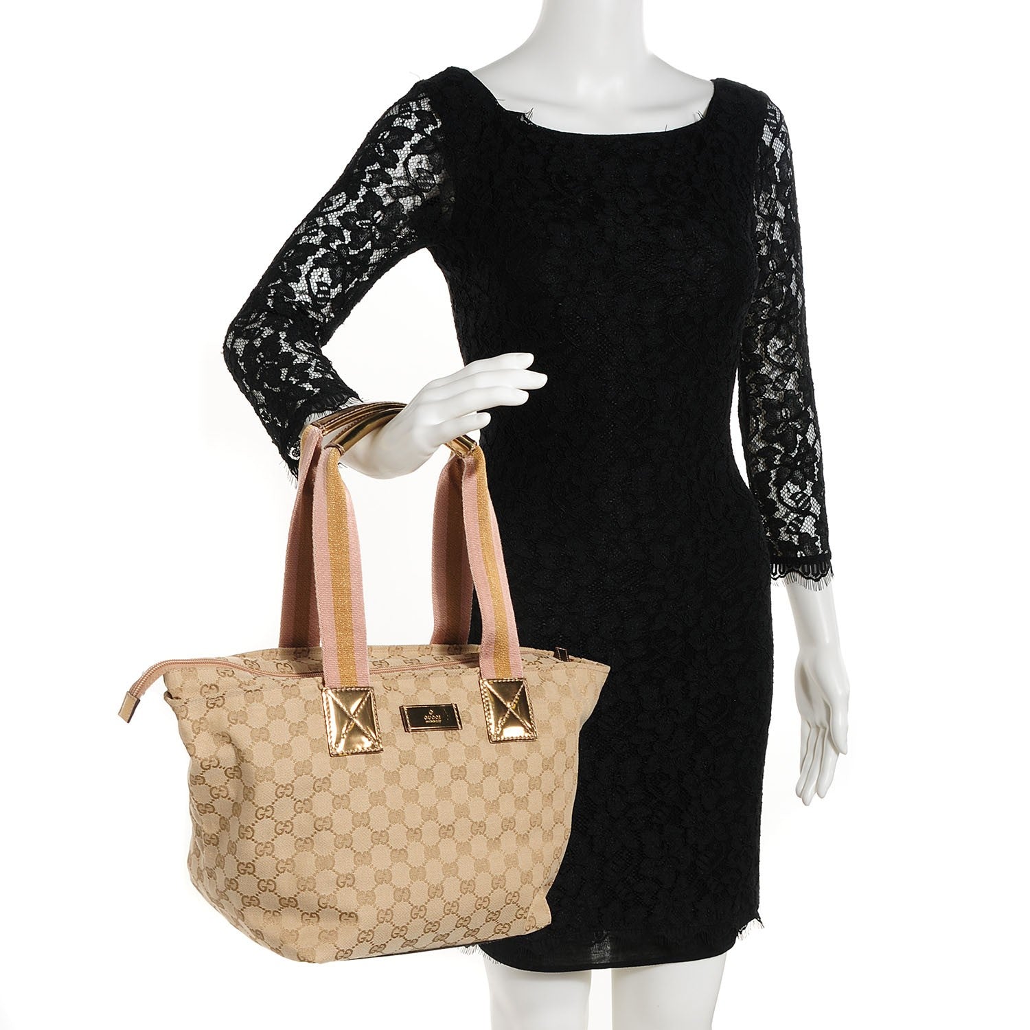 Gucci GG Monogram Medium Web Handle Bucket Tote 2 of 9
