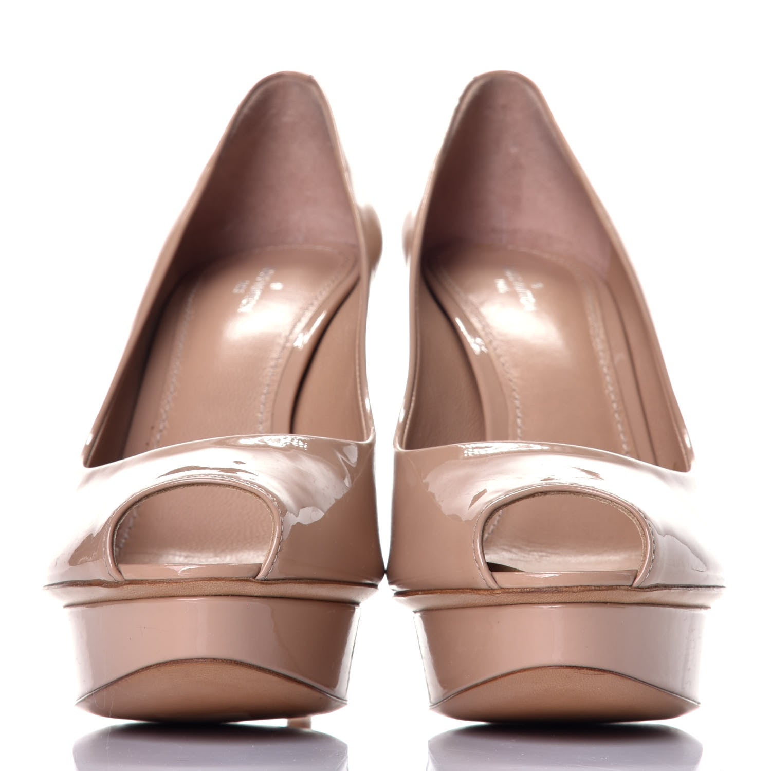 Louis Vuitton Patent Calfskin Eyeline Open Toe Pumps 38.5 Nude 2 of 9