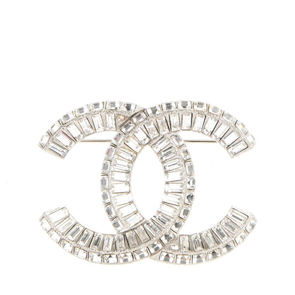 Chanel Baguette Crystal CC Brooch Silver 1 of 4