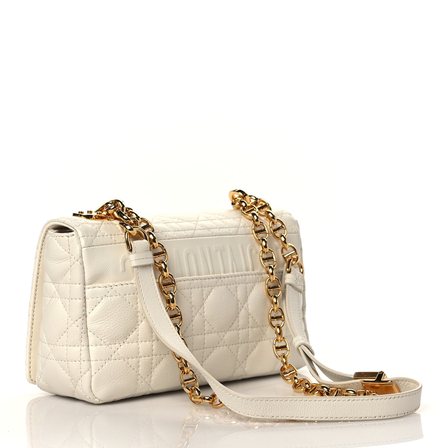 Christian Dior Calfskin Cannage Small Caro Bag Ivory 3 of 10