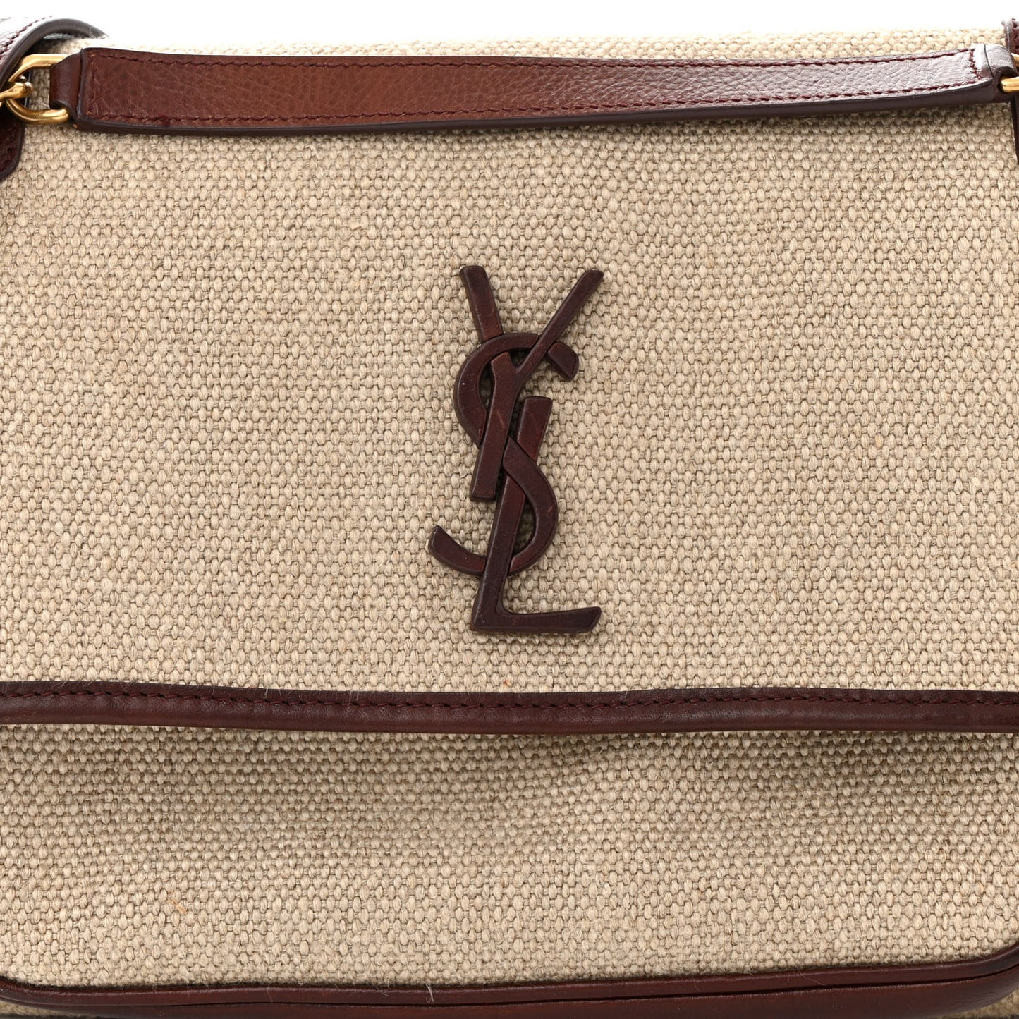 Cotton Canvas Vintage Calfskin Monogram Medium Niki Chain Satchel Natural Chocolate