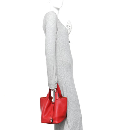 Hermes Taurillon Clemence Picotin Lock 22 MM Rouge Casaque 2 of 10