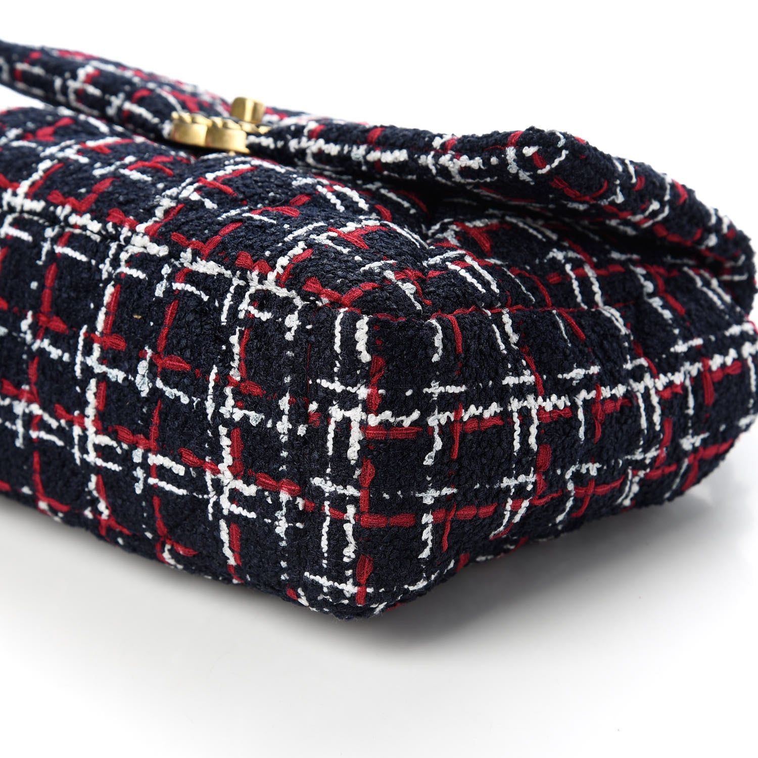 Chanel Tweed Quilted Large Chanel 19 Flap Navy Blue White Red 7 of 10