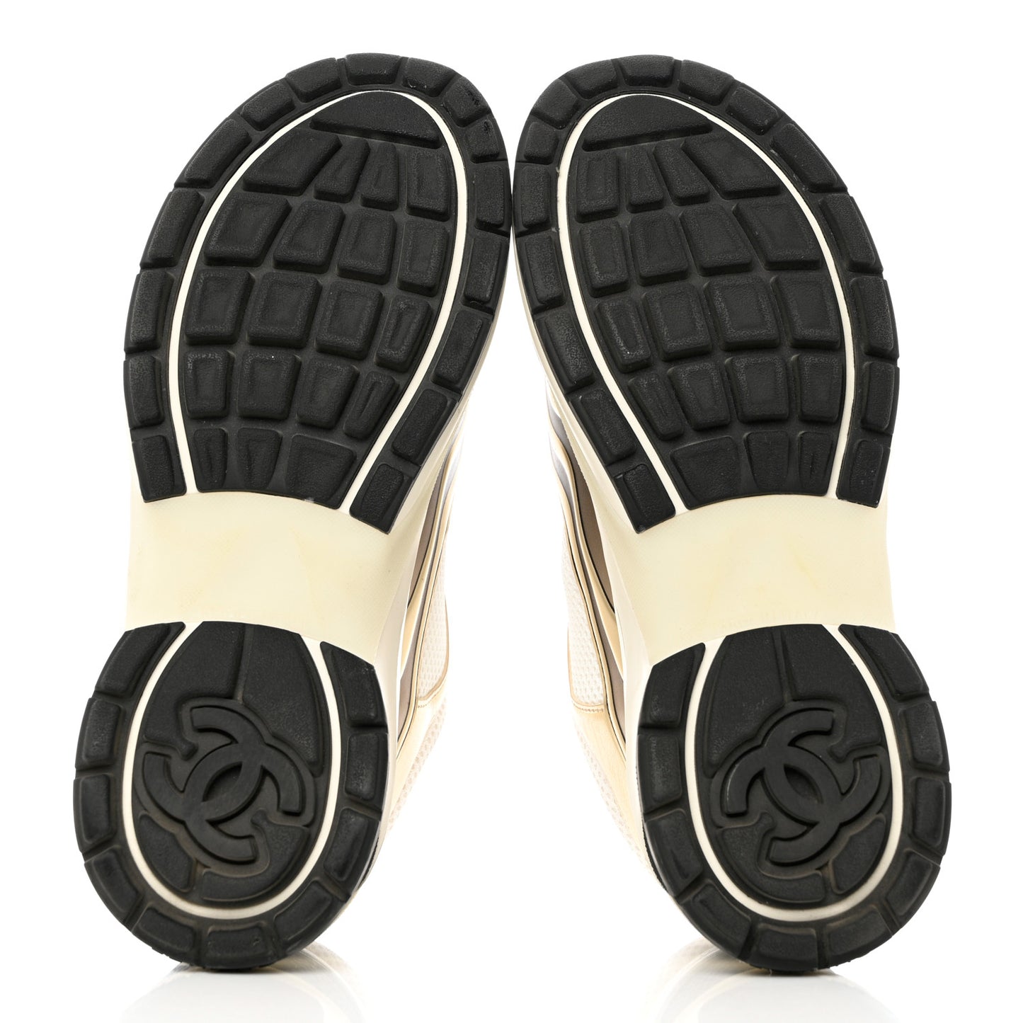 Nylon Metallic Lambskin CC Sneakers 37.5 White Gold