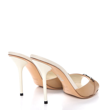Gucci Malaga Kid Horsebit High Heel Slide Sandals 37.5 Sand 4 of 10