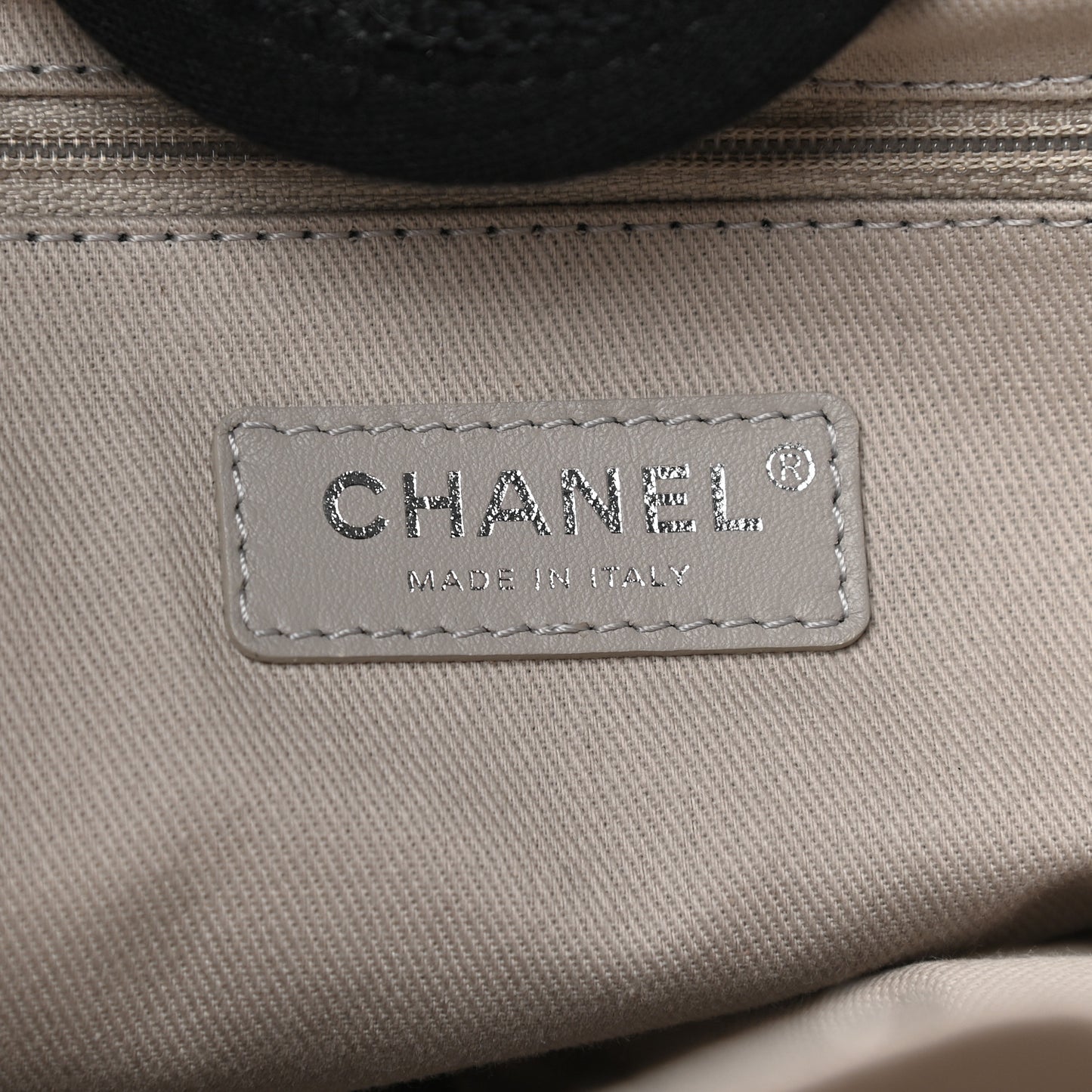 Striped Canvas Medium Deauville Tote Black