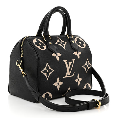 Louis Vuitton Empreinte Monogram Giant Speedy Bandouliere 25 Black Beige 3 of 9