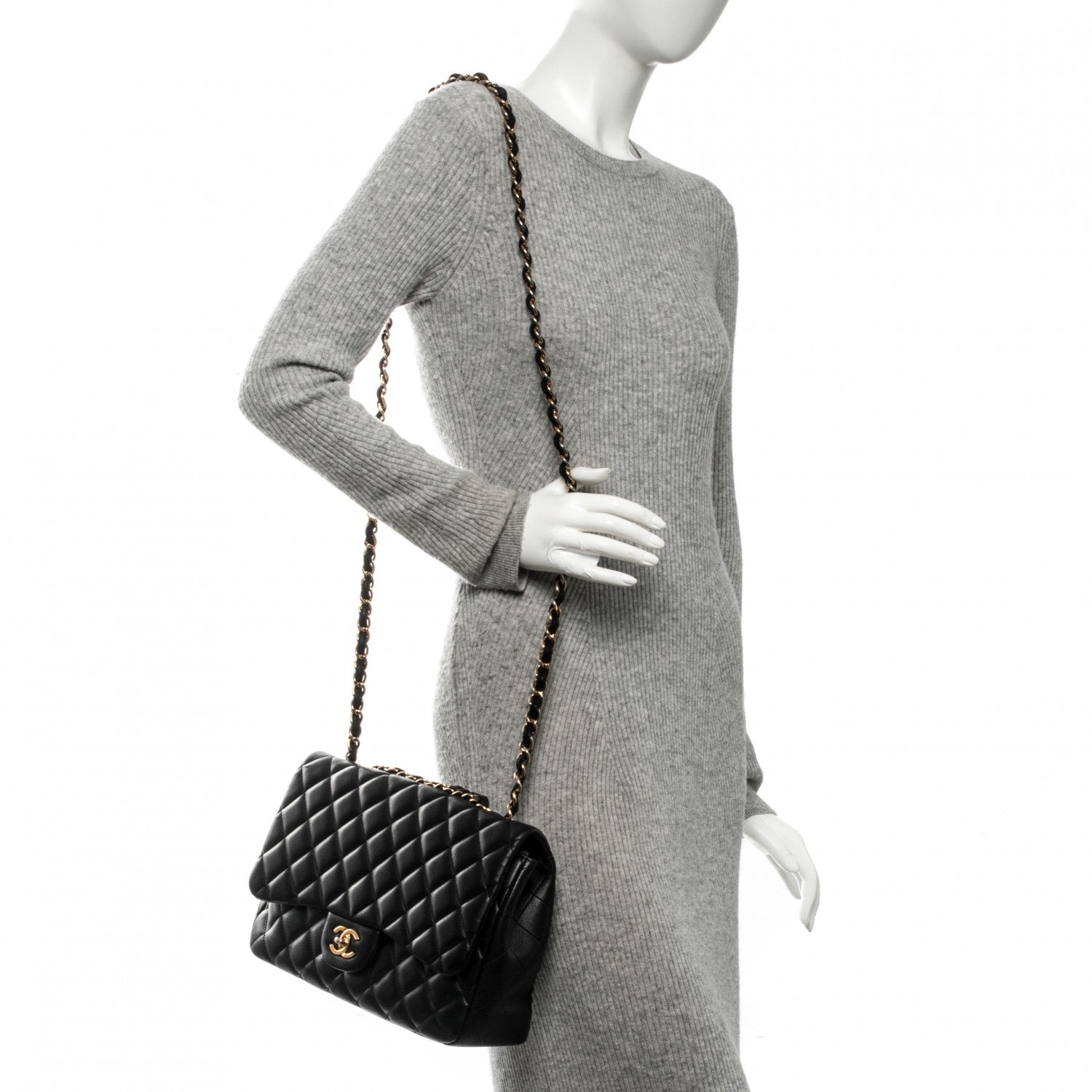 Chanel Lambskin Quilted Jumbo Single Flap Black 2 of 12