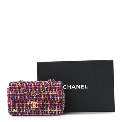Chanel Tweed Quilted Mini Rectangular Flap Pink Multicolor 13 of 13