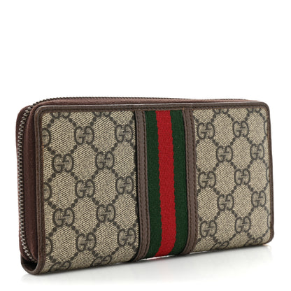 Gucci GG Supreme Monogram Web Ophidia Zip Around Wallet Brown 3 of 14