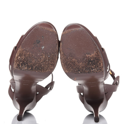 Saint Laurent Calfskin Tribute 105 Platform Sandals 36.5 Dark Cuoio 5 of 13