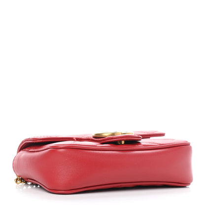 Gucci Calfskin Matelasse Super Mini GG Marmont Shoulder Bag Hibiscus Red 3 of 4