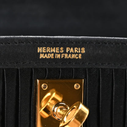 Hermes Silk Veau Doblis Pleated Mini Kelly Sellier 20 Black 6 of 10