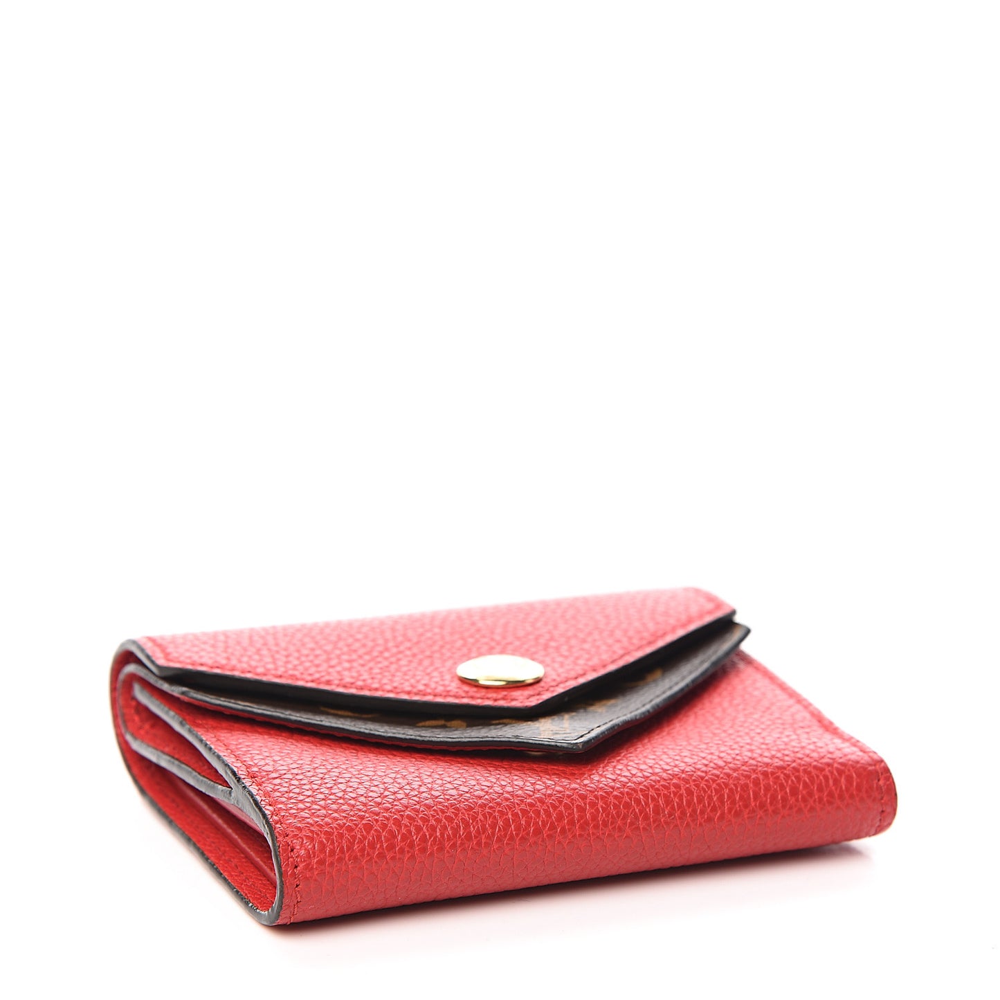 Grained Calfskin Monogram Double V Compact Wallet Rubis