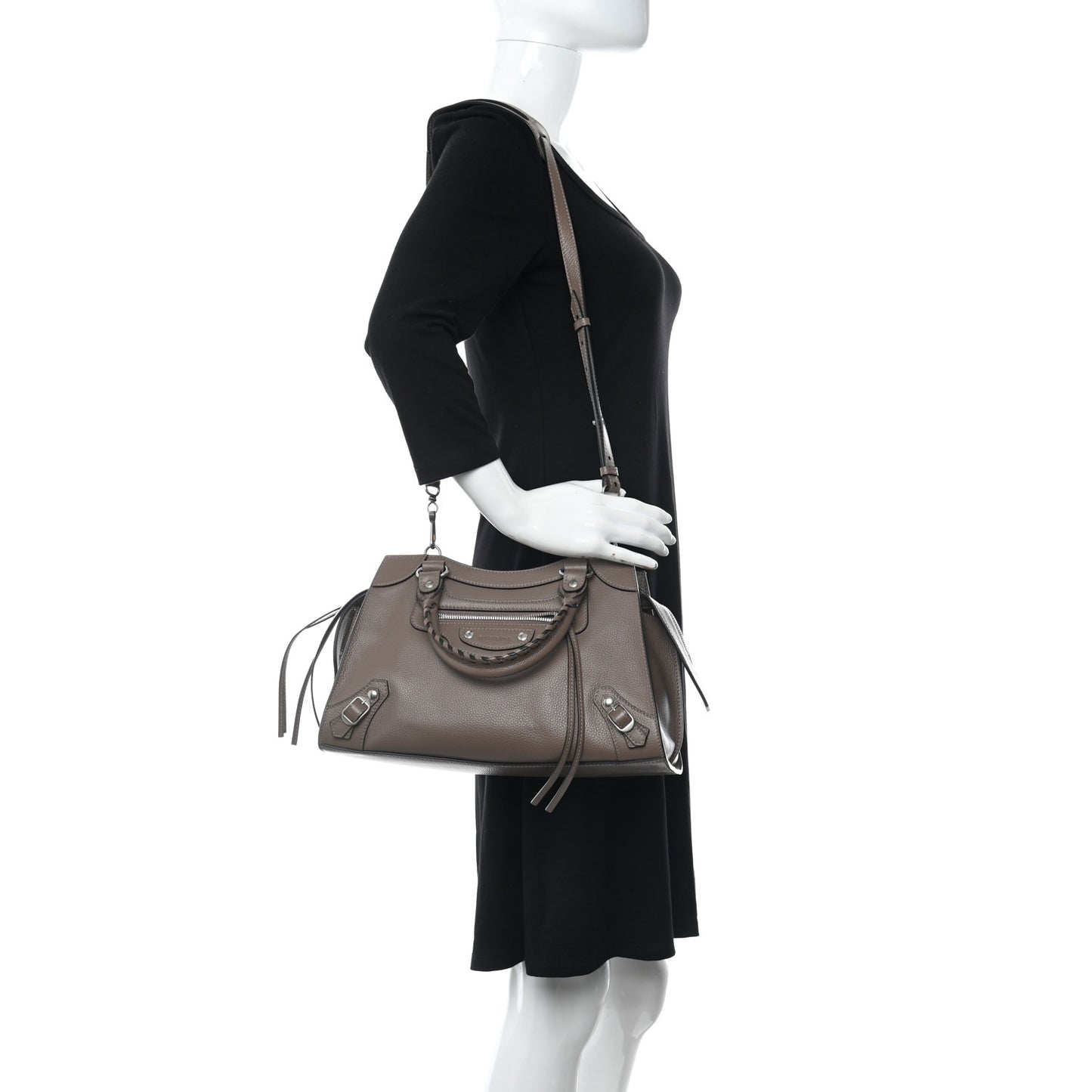 Grained Calfskin Neo Classic Silver Hardware S City Mink Grey
