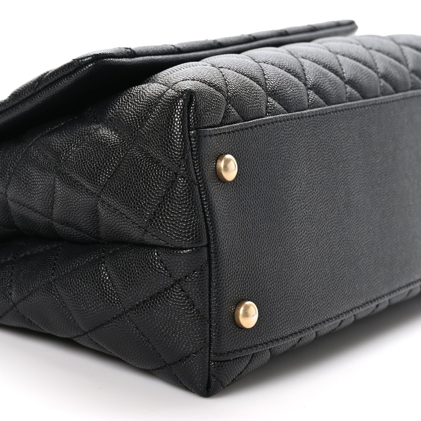 Caviar Quilted Small Coco Handle Flap Black