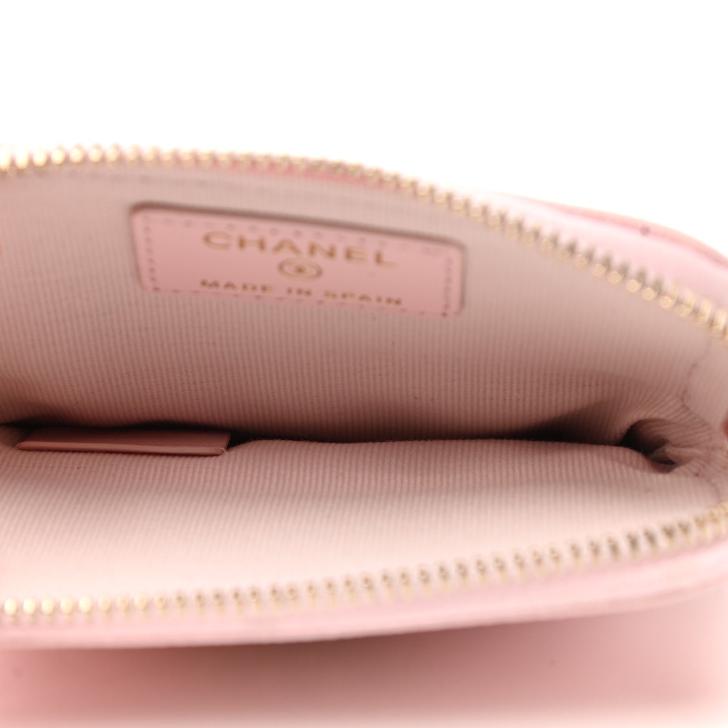 Caviar Quilted Crystal Zip Card Holder Wallet Light Pink