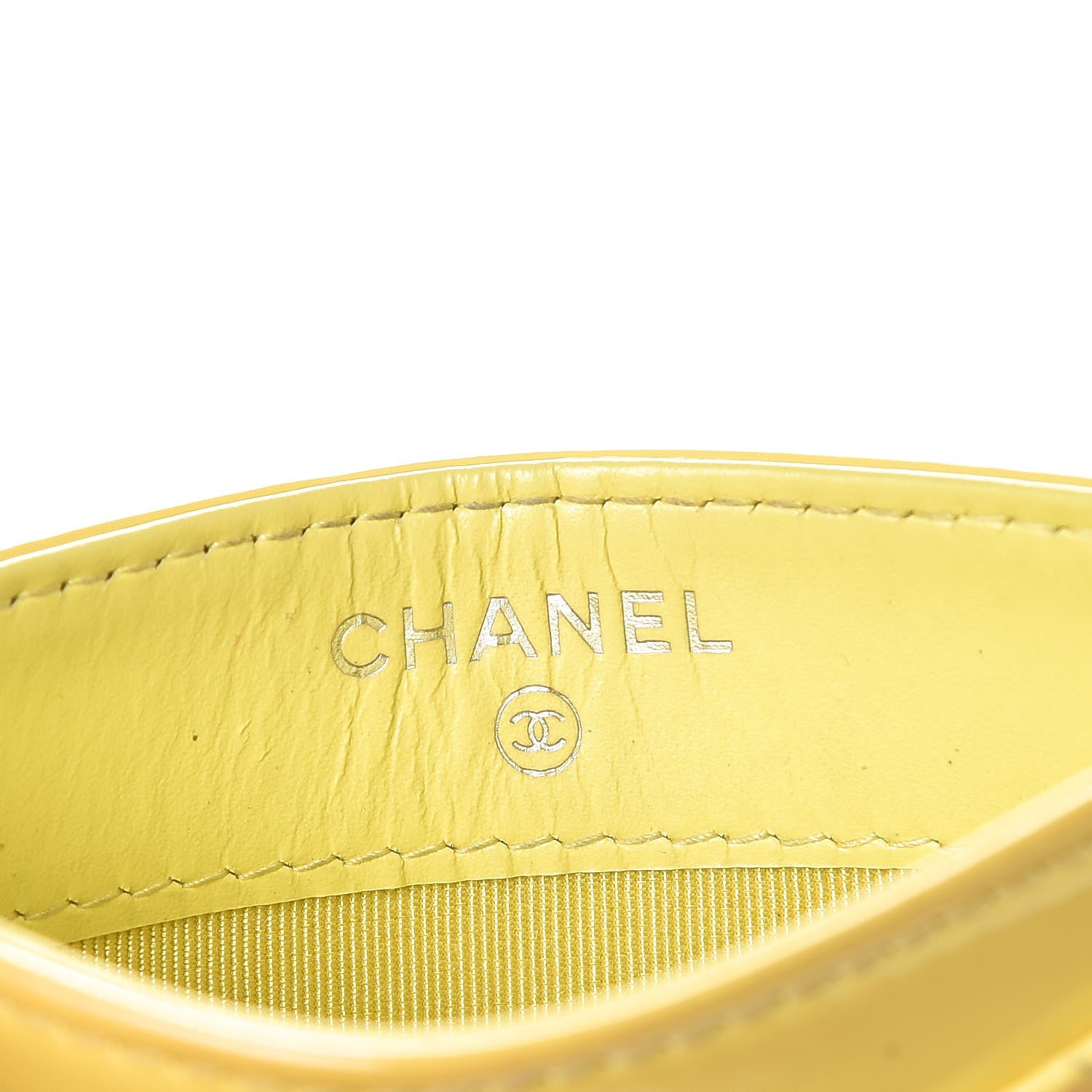 Chanel Patent Quilted Card Holder Yellow 6 of 13