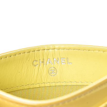 Chanel Patent Quilted Card Holder Yellow 6 of 13