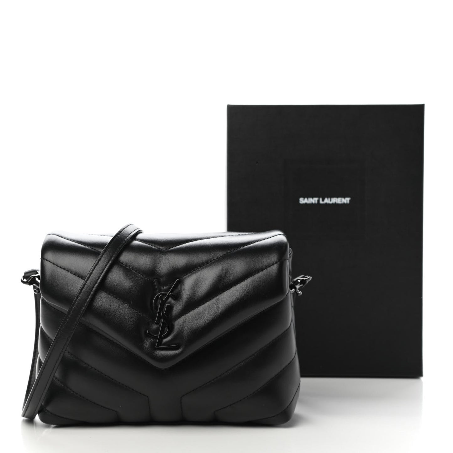 Calfskin Y Quilted Monogram Toy Loulou Crossbody Bag Black