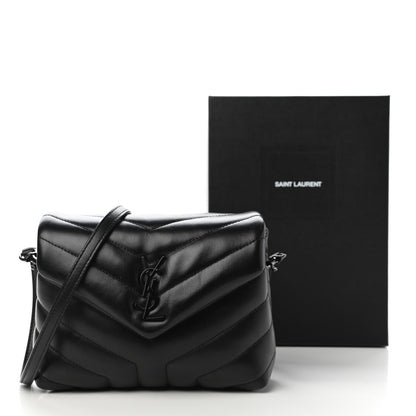 Saint Laurent Calfskin Y Quilted Monogram Toy Loulou Crossbody Bag Black 11 of 11