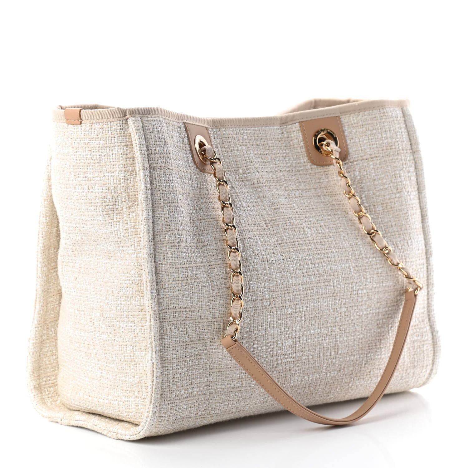 Chanel Canvas Small Deauville Tote Light Beige 3 of 9
