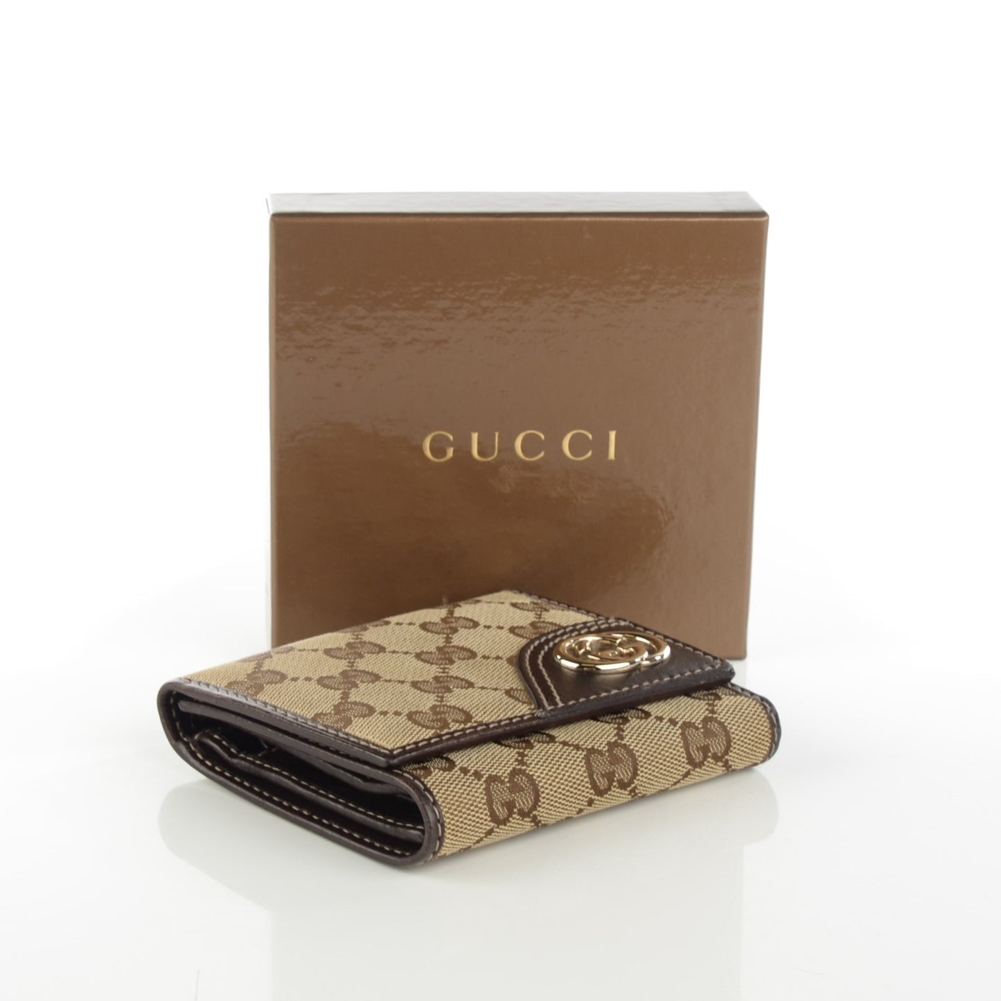 Monogram Britt Tri Fold Wallet Dark Brown