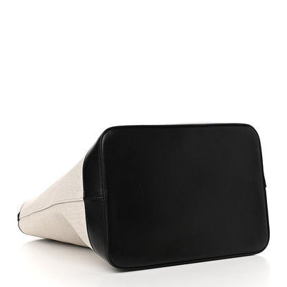 Saint Laurent Canvas Calfskin Shopping Tote White Black 5 of 12