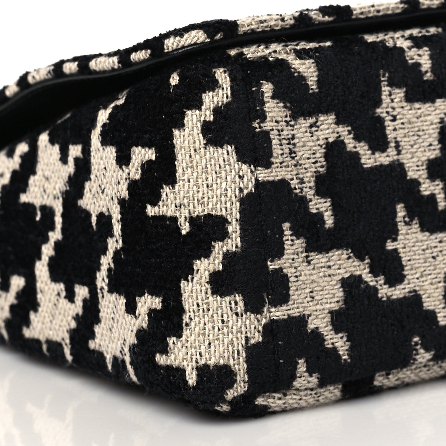 Christian Dior Technical Canvas Macro Houndstooth Medium Caro Bag Black White 9 of 10