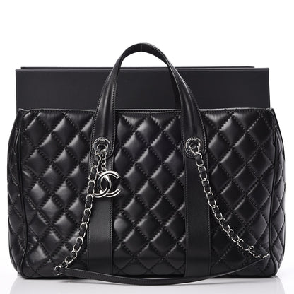 Chanel Lambskin Quilted Large Easy Carry Shopping Tote Black 8 of 8