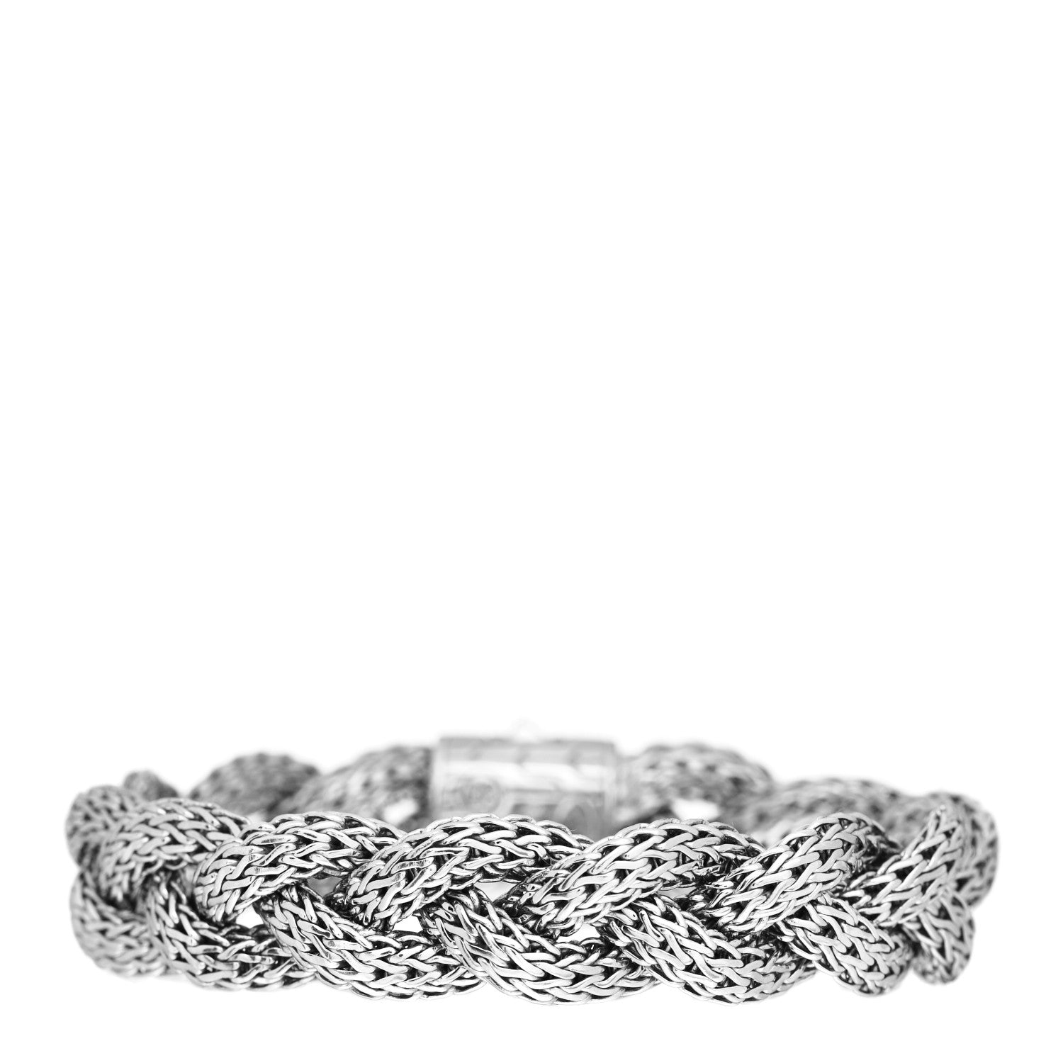 John Hardy Sterling Silver Amethyst 14mm Braided Classic Chain Clasp Bracelet 3 of 4