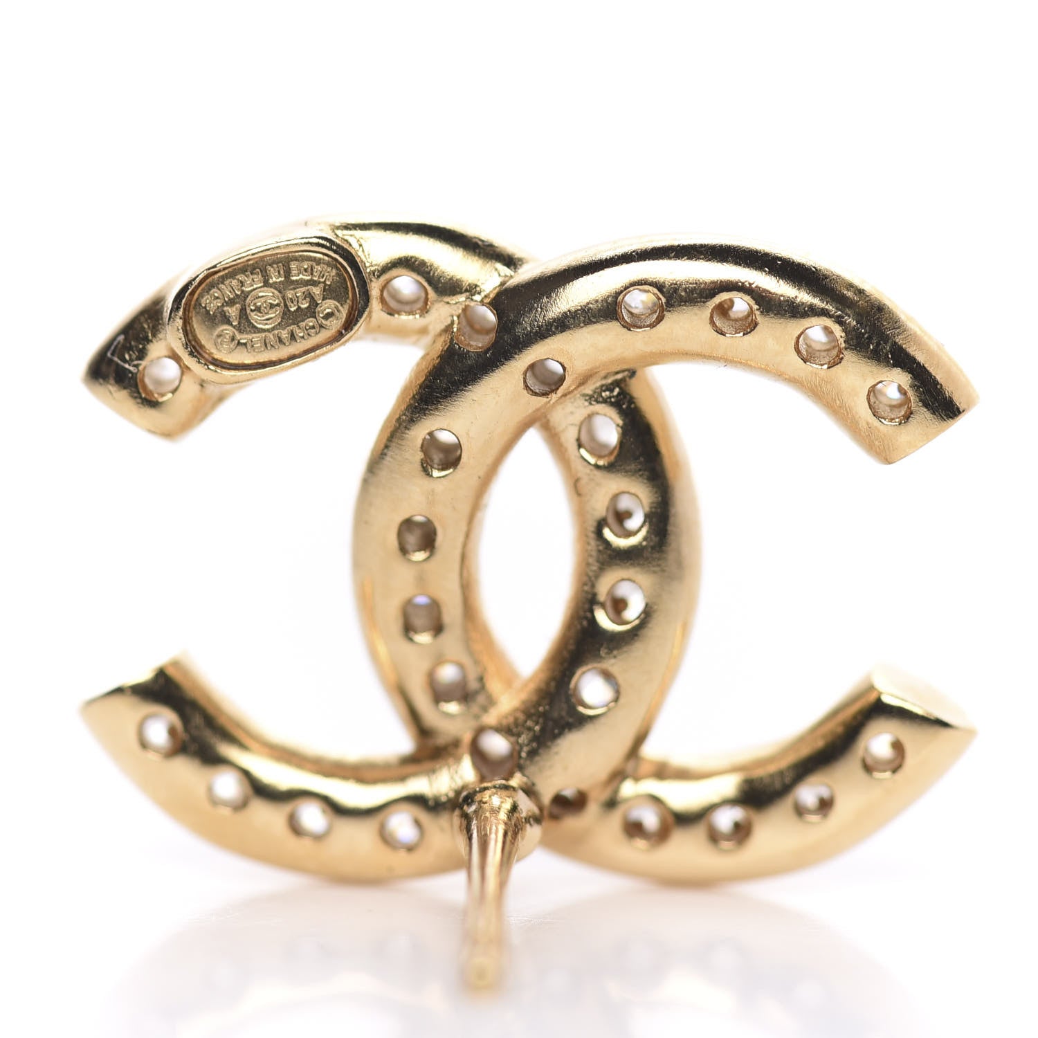 Chanel Crystal CC Earrings Gold 3 of 5