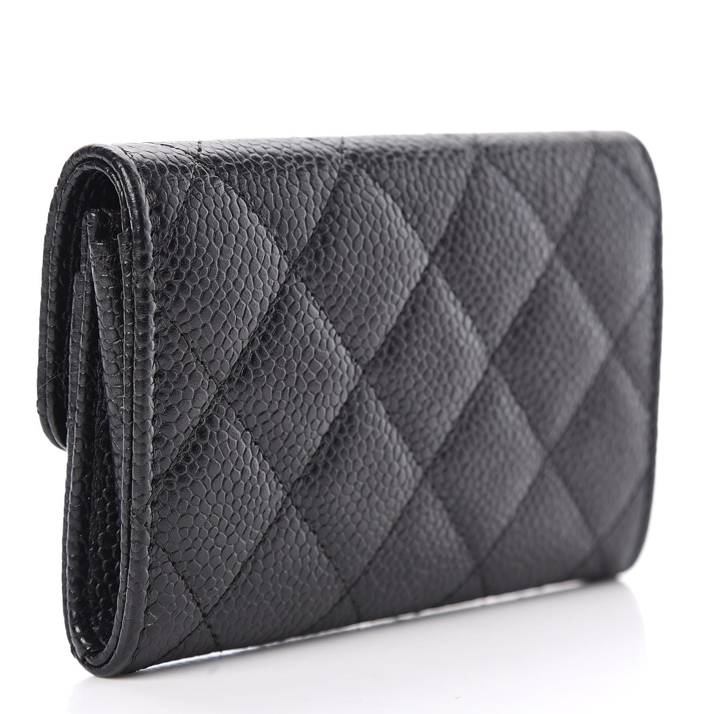 Caviar Quilted Flap Card Holder Black