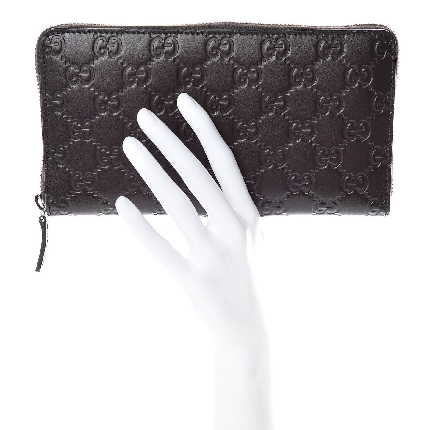 Guccissima Signature Zip Around Organizer Wallet Chocolate