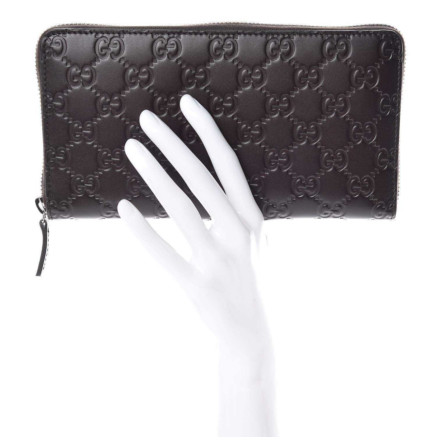 Gucci Guccissima Signature Zip Around Organizer Wallet Chocolate 2 of 10
