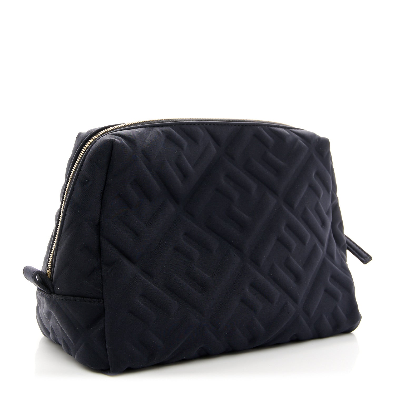 Fendi Lycra FF Embossed Medium Trapezoid Beauty Pouch Black 3 of 9