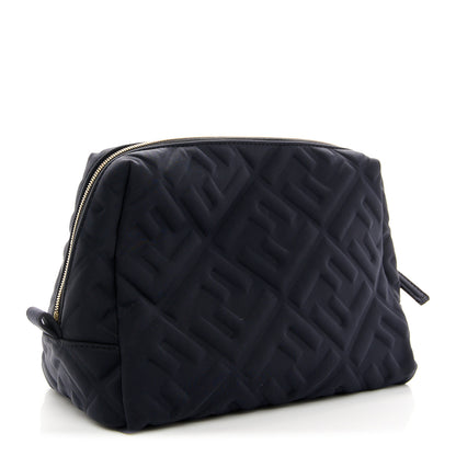 Fendi Lycra FF Embossed Medium Trapezoid Beauty Pouch Black 3 of 9