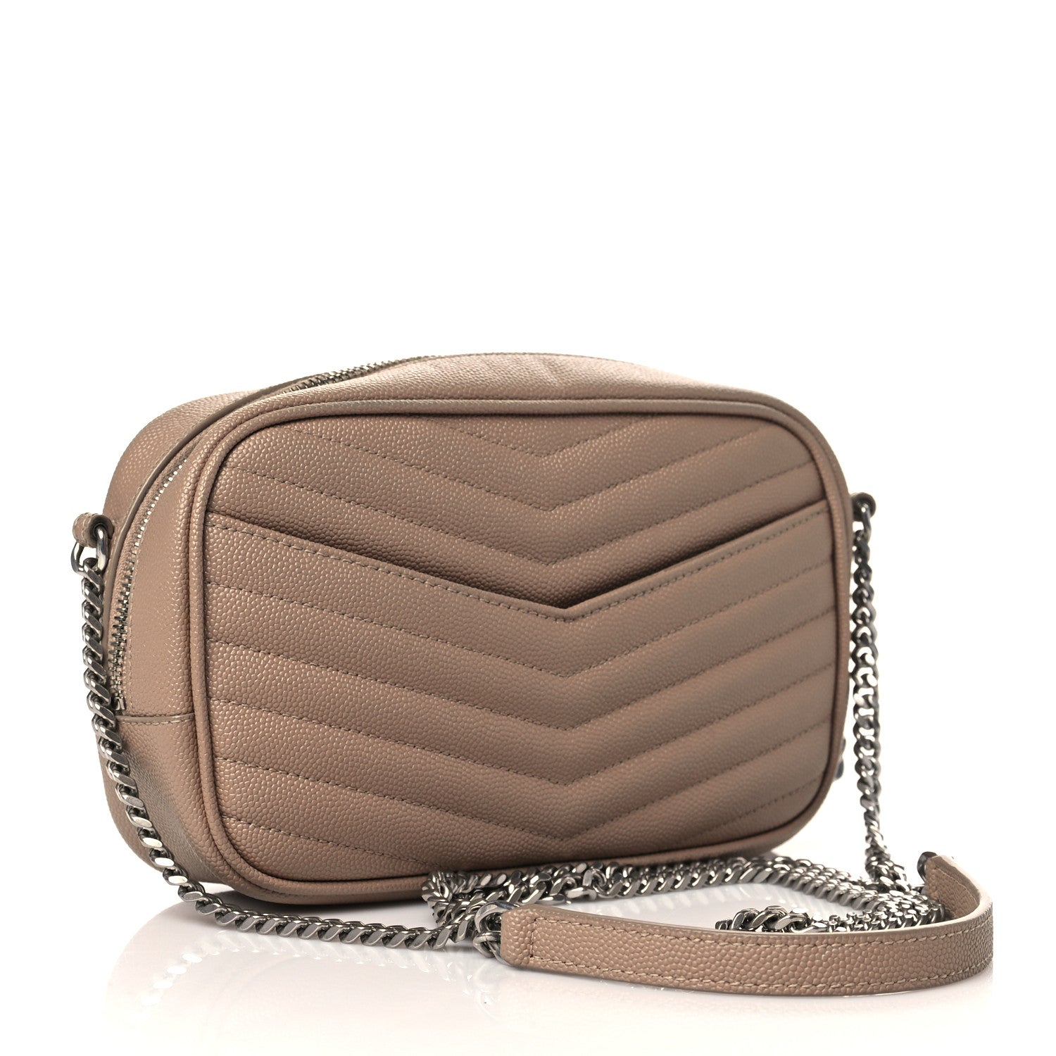 Saint Laurent Grain De Poudre Matelasse Monogram Mini Lou Camera Bag Dark Beige 3 of 11