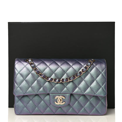 Chanel Iridescent Caviar Quilted Medium Double Flap Dark Blue 10 of 10