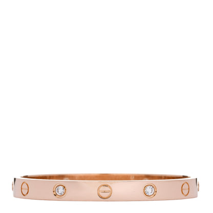 Cartier 18K Pink Gold 4 Diamond LOVE Bracelet 16 2 of 8