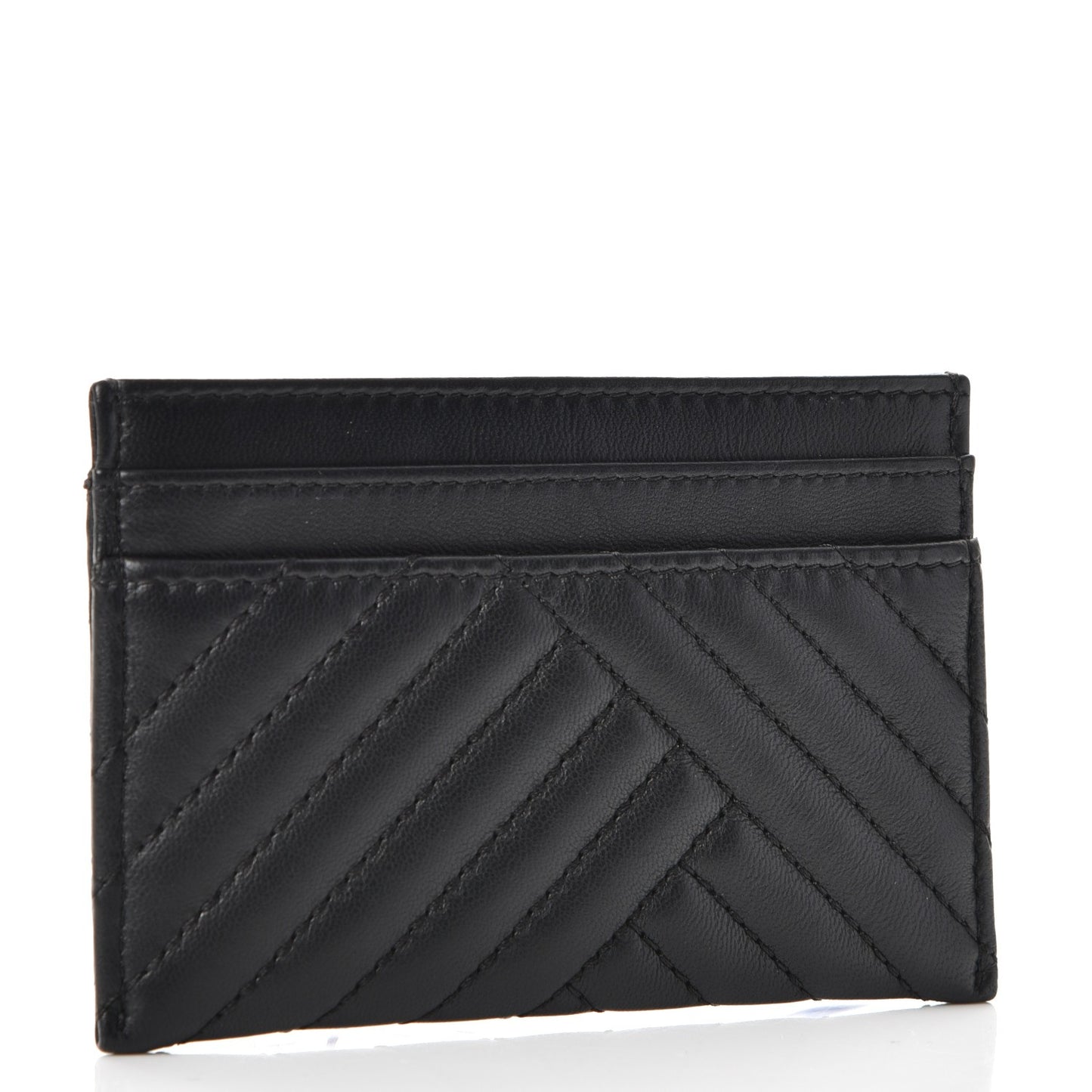 Lambskin Quilted CC Crossing Card Holder Black