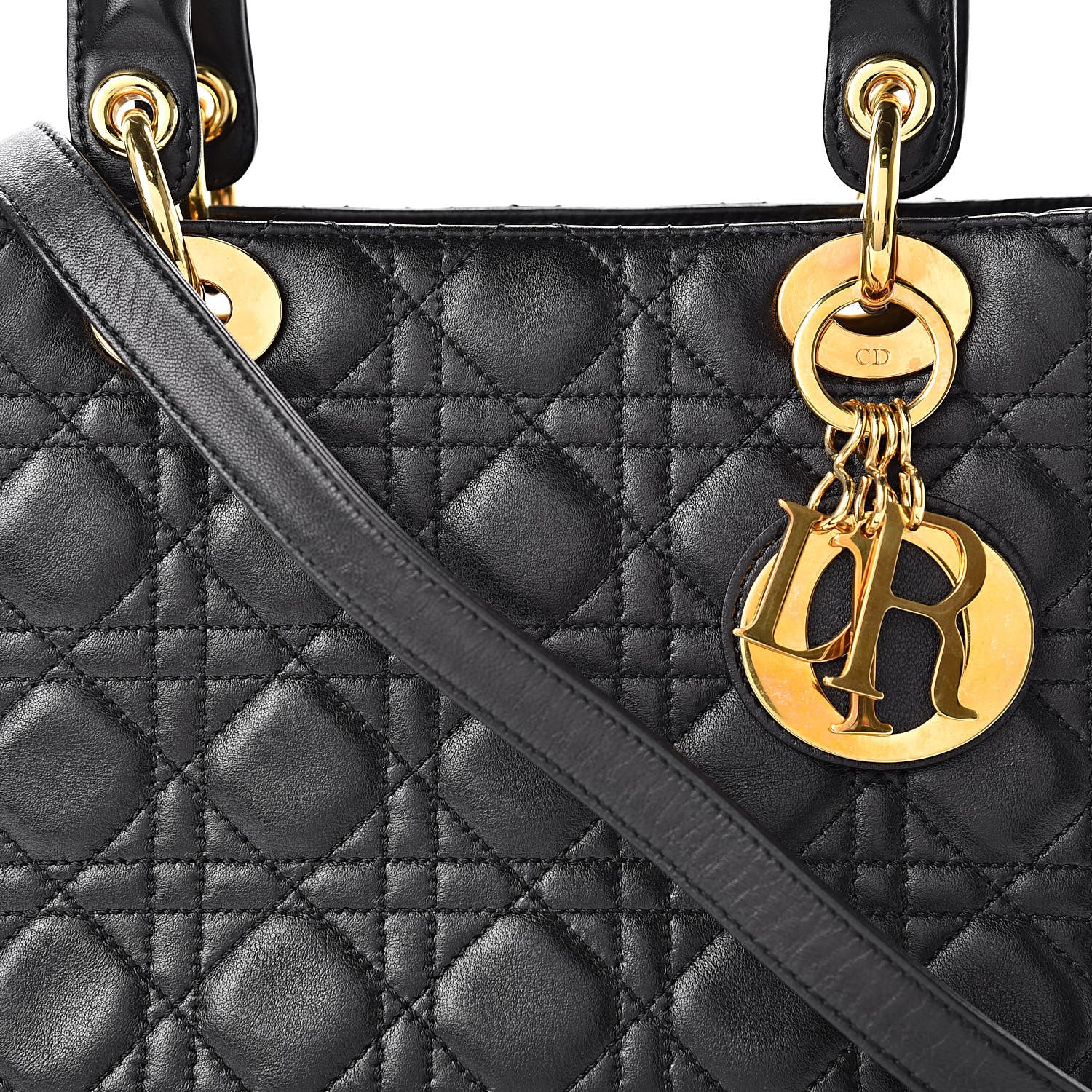 Christian Dior Lambskin Cannage Medium Lady Dior Black 8 of 12